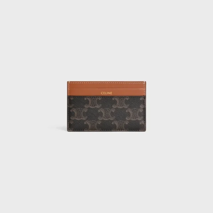Porte-cartes moyen en Triomphe Canvas et cuir de veau