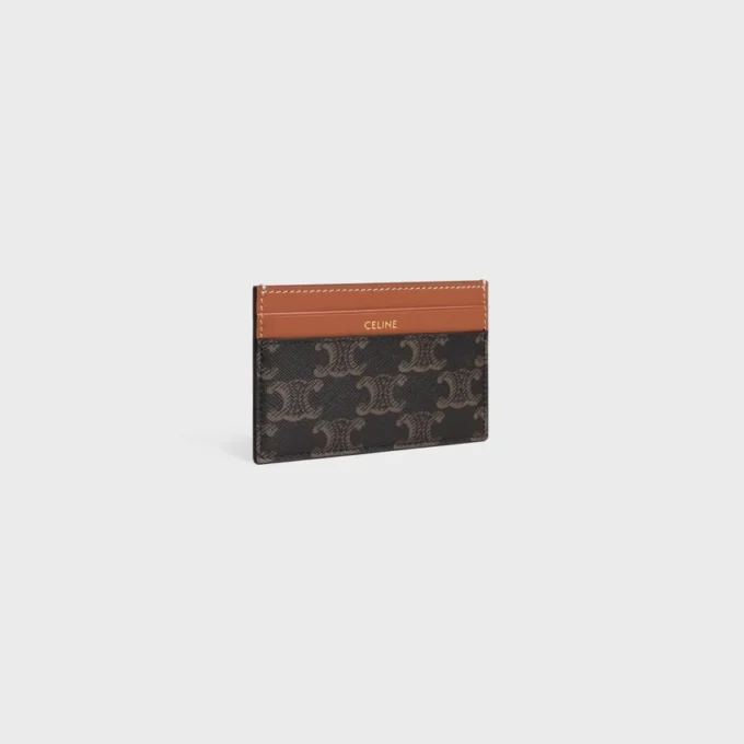 Porte-cartes moyen en Triomphe Canvas et cuir de veau