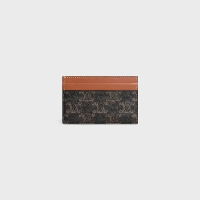 Porte-cartes moyen en Triomphe Canvas et cuir de veau