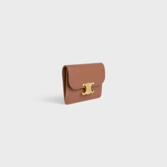 Porte-cartes à rabat Triomphe en cuir de veau brillant