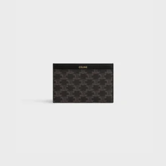 Porte-cartes uni en Triomphe Canvas et cuir de veau