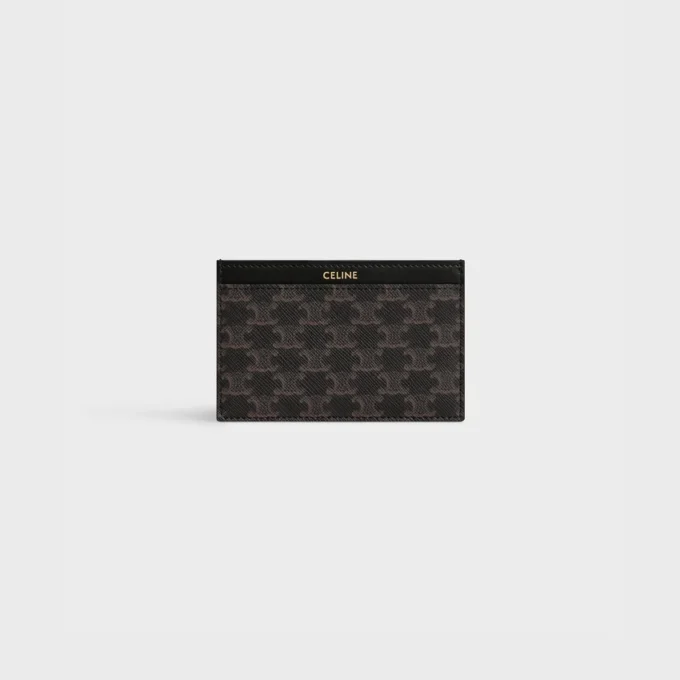 Porte-cartes uni en Triomphe Canvas et cuir de veau Porte-cartes uni en Triomphe Canvas et cuir de veau