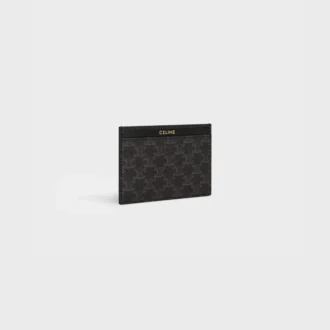 Porte-cartes uni en Triomphe Canvas et cuir de veau