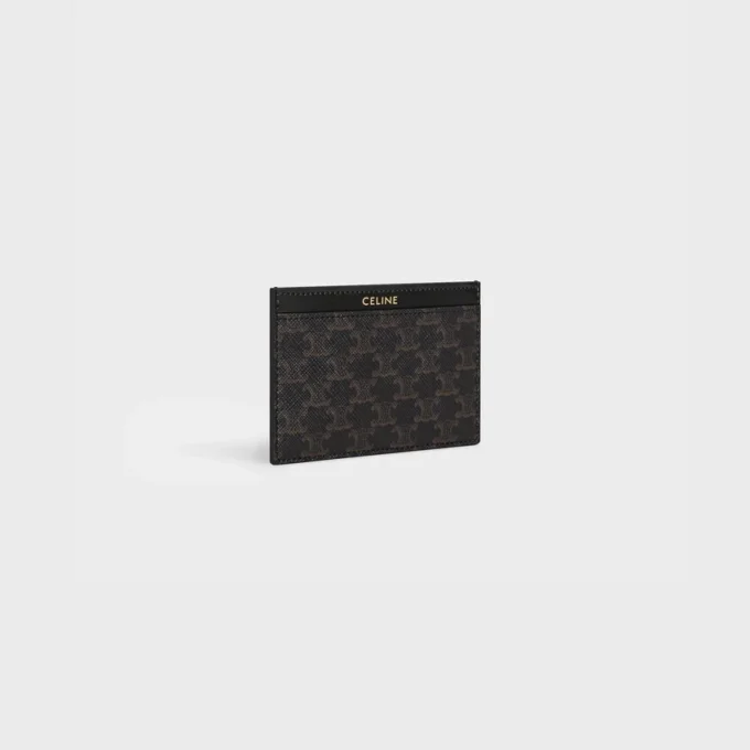 Porte-cartes uni en Triomphe Canvas et cuir de veau Porte-cartes uni en Triomphe Canvas et cuir de veau