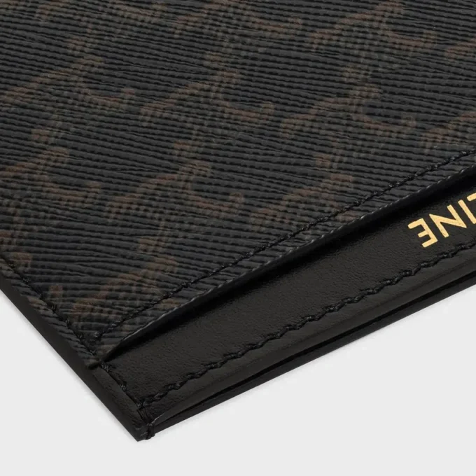 Porte-cartes uni en Triomphe Canvas et cuir de veau Porte-cartes uni en Triomphe Canvas et cuir de veau