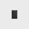 Porte-cartes vertical en cuir de veau avec motif Triomphe en relief