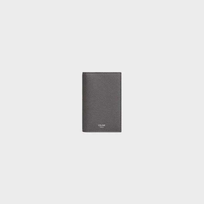Porte-cartes vertical en cuir de veau grainé