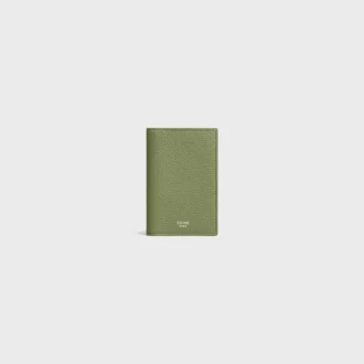 Porte-cartes vertical en cuir de veau grainé