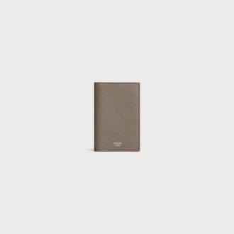 Porte-cartes vertical en cuir de veau grainé