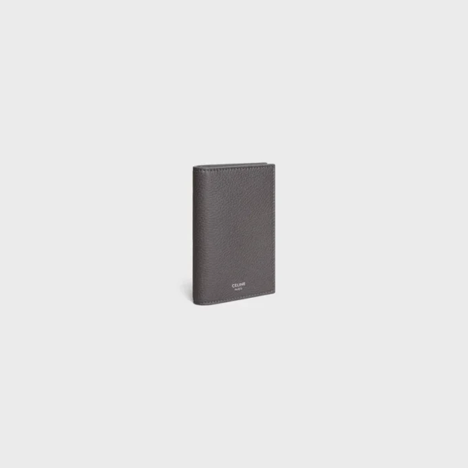 Porte-cartes vertical en cuir de veau grainé