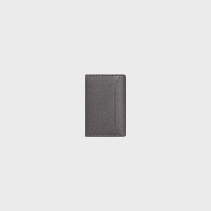Porte-cartes vertical en cuir de veau grainé