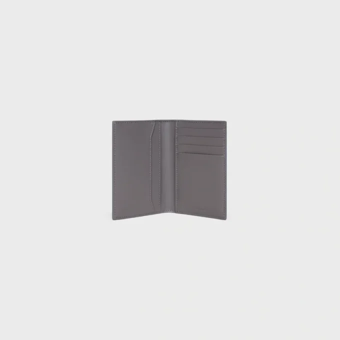 Porte-cartes vertical en cuir de veau grainé