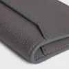 Porte-cartes vertical en cuir de veau grainé