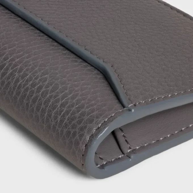 Porte-cartes vertical en cuir de veau grainé