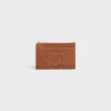 Porte-cartes zippé Cuir Triomphe en cuir d&rsquo;agneau lisse