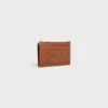 Porte-cartes zippé Cuir Triomphe en cuir d&rsquo;agneau lisse