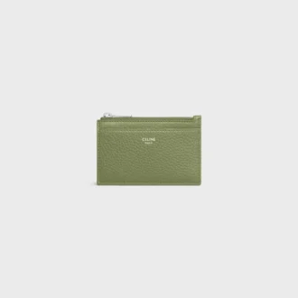 Porte-cartes zippé en cuir de veau grainé