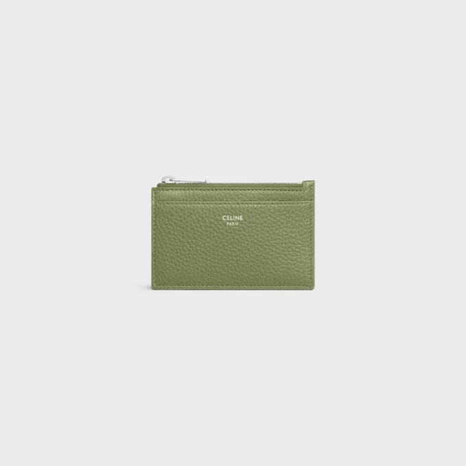 Porte-cartes zippé en cuir de veau grainé Porte-cartes zippé en cuir de veau grainé