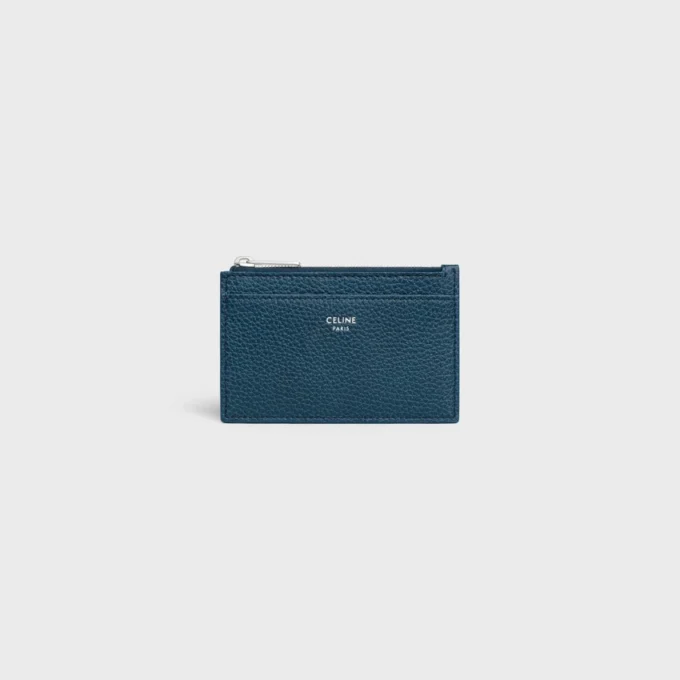 Porte-cartes zippé en cuir de veau grainé Porte-cartes zippé en cuir de veau grainé