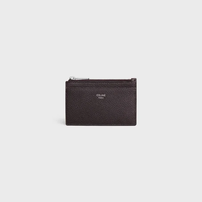 Porte-cartes zippé en cuir de veau grainé Porte-cartes zippé en cuir de veau grainé