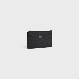 Porte-cartes zippé en cuir de veau grainé