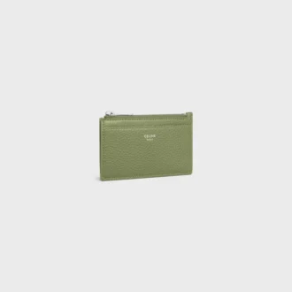 Porte-cartes zippé en cuir de veau grainé