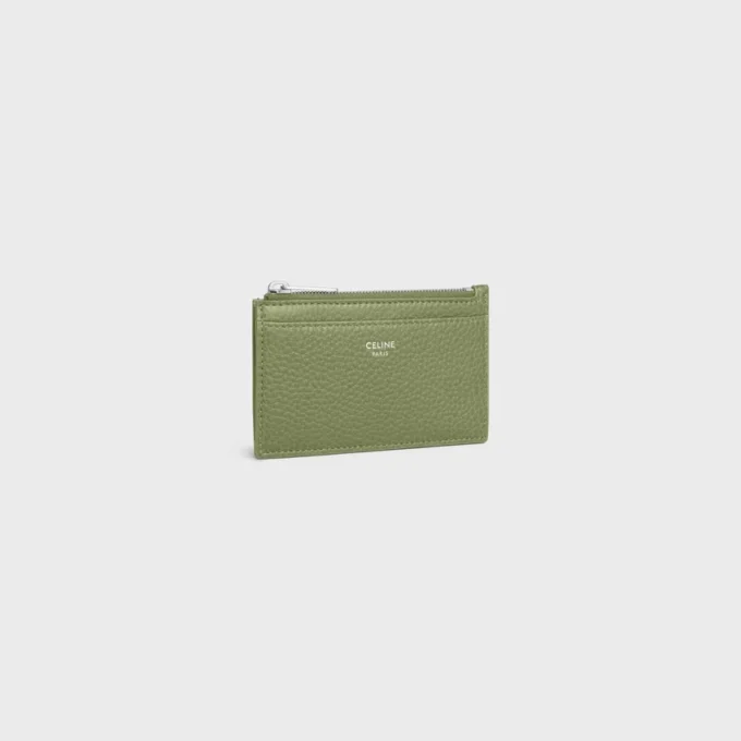 Porte-cartes zippé en cuir de veau grainé Porte-cartes zippé en cuir de veau grainé