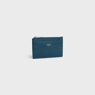 Porte-cartes zippé en cuir de veau grainé