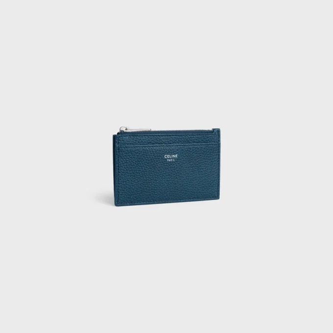 Porte-cartes zippé en cuir de veau grainé Porte-cartes zippé en cuir de veau grainé
