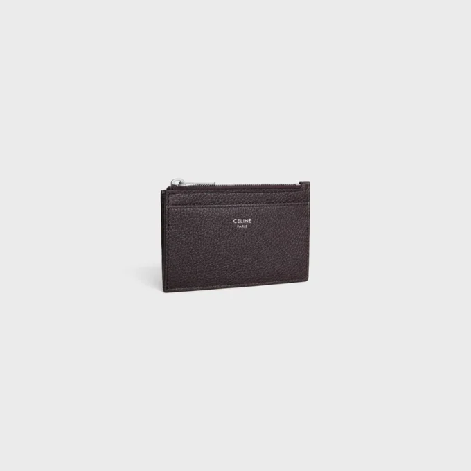 Porte-cartes zippé en cuir de veau grainé Porte-cartes zippé en cuir de veau grainé