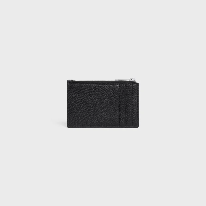 Porte-cartes zippé en cuir de veau grainé Porte-cartes zippé en cuir de veau grainé