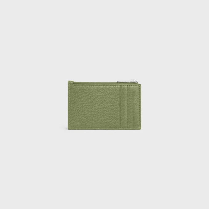 Porte-cartes zippé en cuir de veau grainé Porte-cartes zippé en cuir de veau grainé