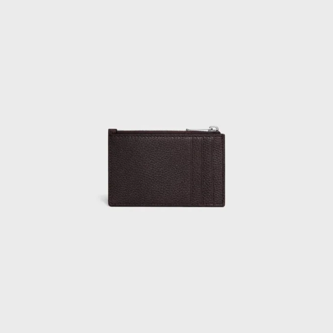 Porte-cartes zippé en cuir de veau grainé Porte-cartes zippé en cuir de veau grainé