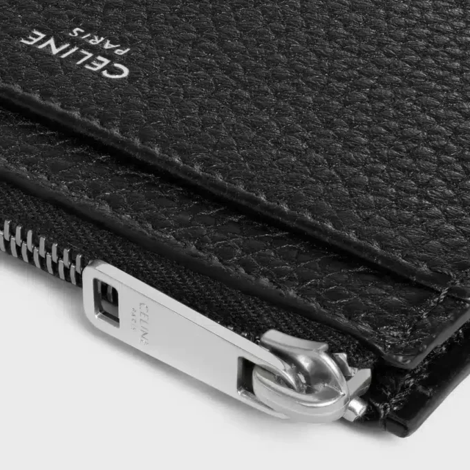 Porte-cartes zippé en cuir de veau grainé Porte-cartes zippé en cuir de veau grainé