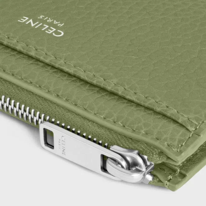 Porte-cartes zippé en cuir de veau grainé Porte-cartes zippé en cuir de veau grainé