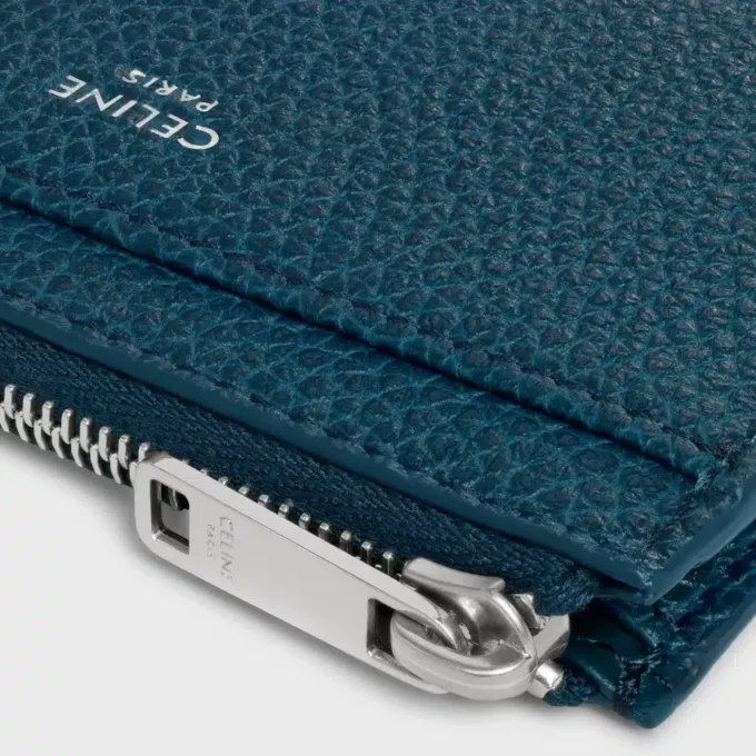 Porte-cartes zippé en cuir de veau grainé Porte-cartes zippé en cuir de veau grainé