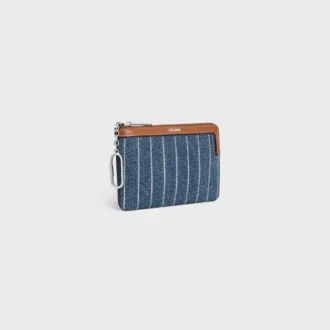 Porte-monnaie en denim rayé avec strass