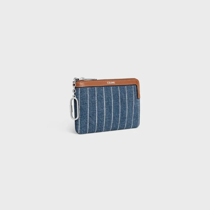 Porte-monnaie en denim rayé avec strass Porte-monnaie en denim rayé avec strass