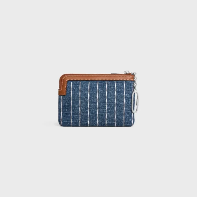 Porte-monnaie en denim rayé avec strass Porte-monnaie en denim rayé avec strass