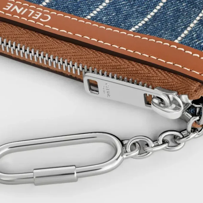 Porte-monnaie en denim rayé avec strass Porte-monnaie en denim rayé avec strass