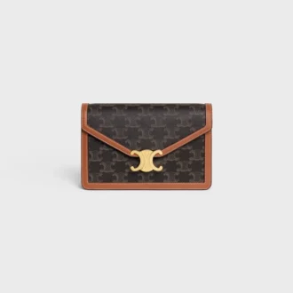 Portefeuille à chaîne Margo en Triomphe Canvas et cuir de veau