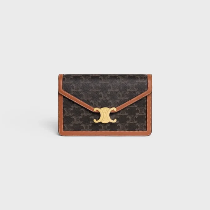 Portefeuille à chaîne Margo en Triomphe Canvas et cuir de veau Portefeuille à chaîne Margo en Triomphe Canvas et cuir de veau