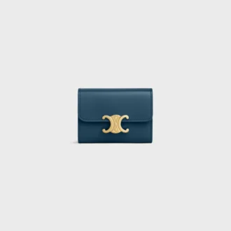 Portefeuille compact avec compartiment à monnaie Triomphe en cuir de veau brillant