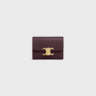 Portefeuille compact avec compartiment à monnaie Triomphe en cuir de veau brillant
