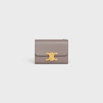 Portefeuille compact avec compartiment à monnaie Triomphe en cuir de veau brillant