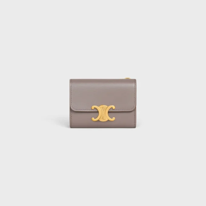 Portefeuille compact avec compartiment à monnaie Triomphe en cuir de veau brillant Portefeuille compact avec compartiment à monnaie Triomphe en cuir de veau brillant