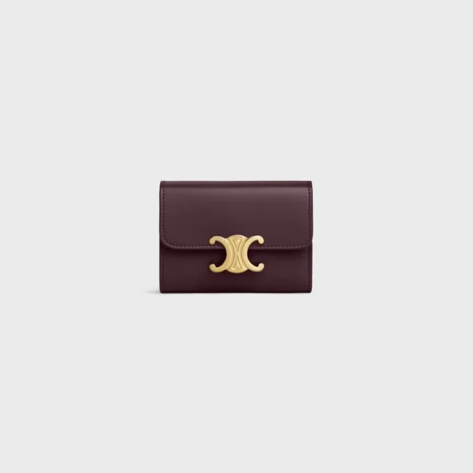 Portefeuille compact avec compartiment à monnaie Triomphe en cuir de veau brillant Portefeuille compact avec compartiment à monnaie Triomphe en cuir de veau brillant