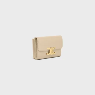 Portefeuille compact avec compartiment à monnaie Triomphe en cuir de veau brillant
