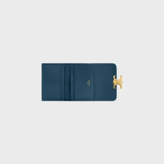 Portefeuille compact avec compartiment à monnaie Triomphe en cuir de veau brillant