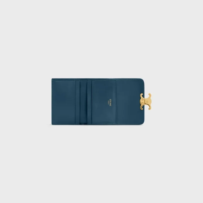Portefeuille compact avec compartiment à monnaie Triomphe en cuir de veau brillant Portefeuille compact avec compartiment à monnaie Triomphe en cuir de veau brillant